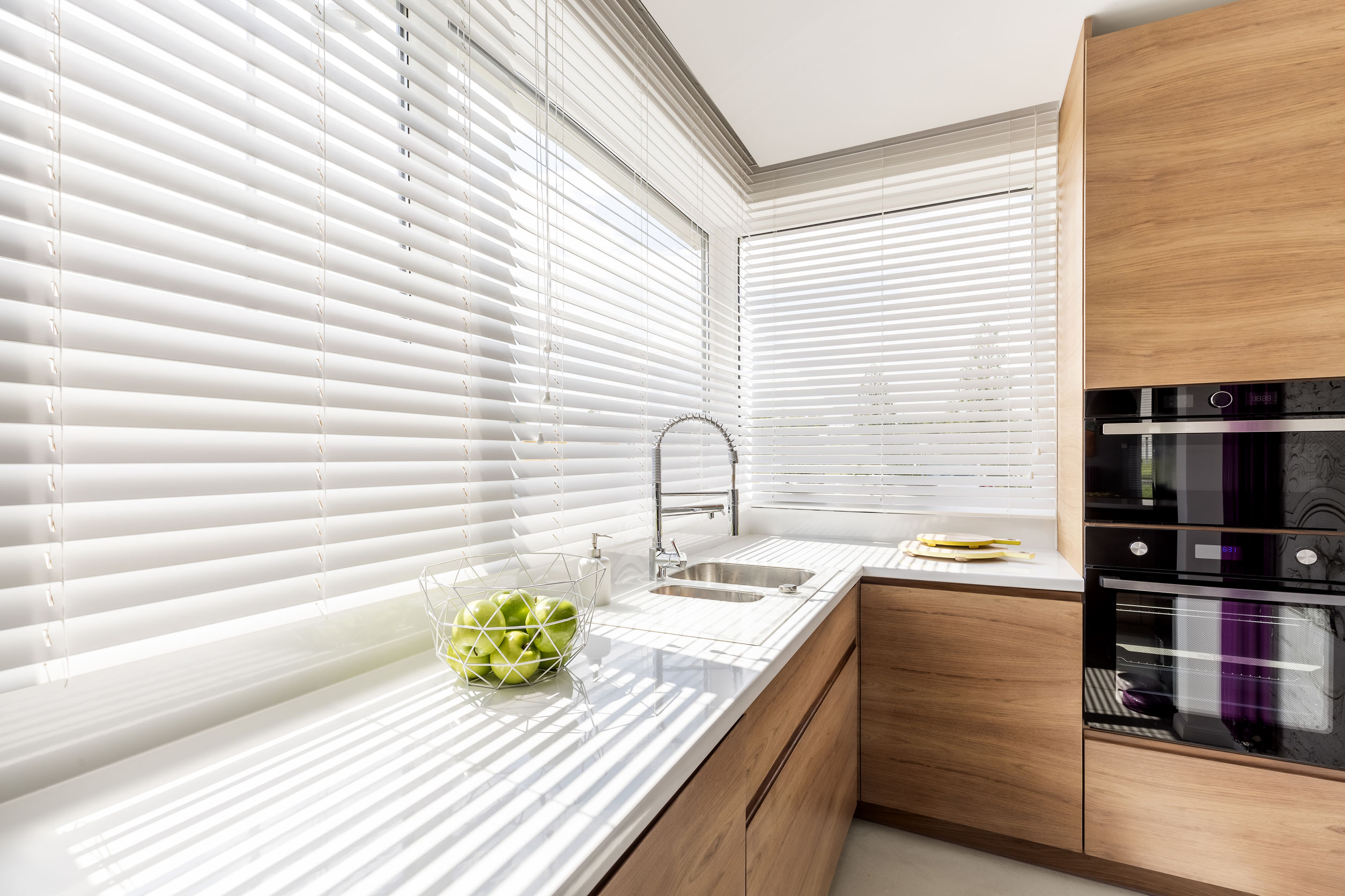 White Horizontal Wooden Blinds