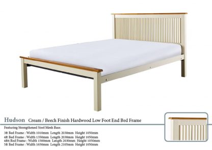 Hudson Cream and Beech Hardwood Bed Frame