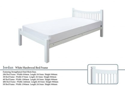 Jordan White Hardwood Bed Frame