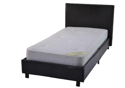 New York Upholstered Faux Leather Bed Frame and Mattress