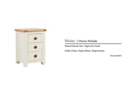 Maine 3 Door Oak Bedside Cabinet Specifications