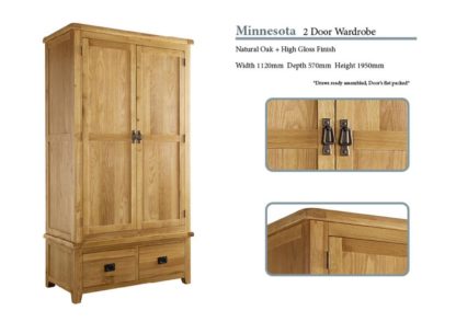 Minnesota 2 Door Oak Wardrobe Specifications