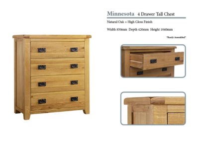 Minnesota 4 Drawer Oak Chest Specifications