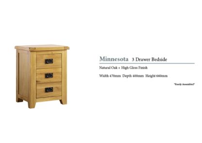 Minnesota 3 Drawer Oak Bedside Cabinet Specifications