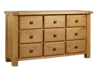 Vermont 9 Drawer Wide Oak Chest