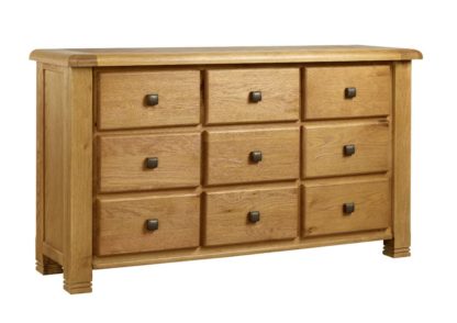 Vermont 9 Drawer Wide Oak Chest